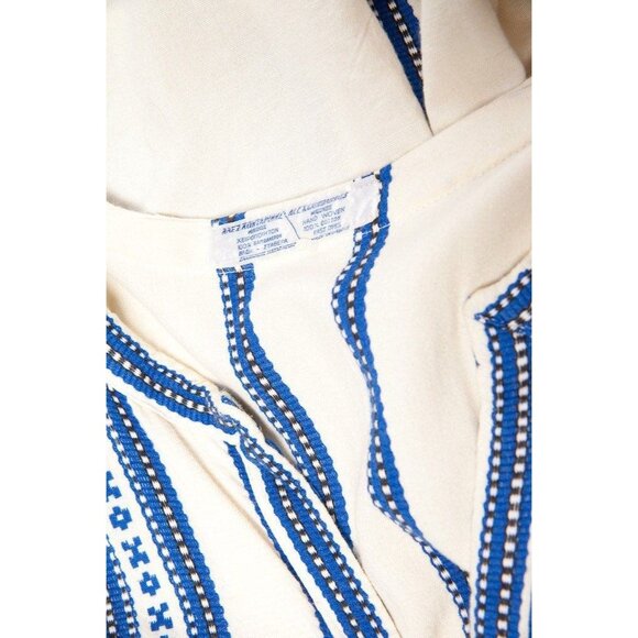 Vtg 1970's Maxi Kaftan Dress ALEX CONDARINIS Blue White Vertical Striped - Picture 3 of 10